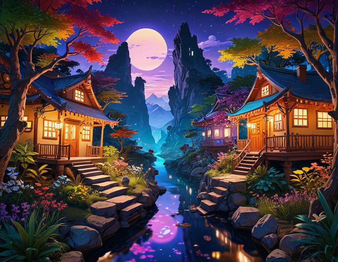 A vibrant digital landscape depicting a whimsical network filled with colorful, cartoonish avatars searching for hidden treasures labeled 'Quality Hentai'. Include playful and engaging elements like glowing pathways and treasure chests. The scene should evoke curiosity and adventure, with soft lighting and a friendly atmosphere. super-realistic. vibrant colors. 3D.